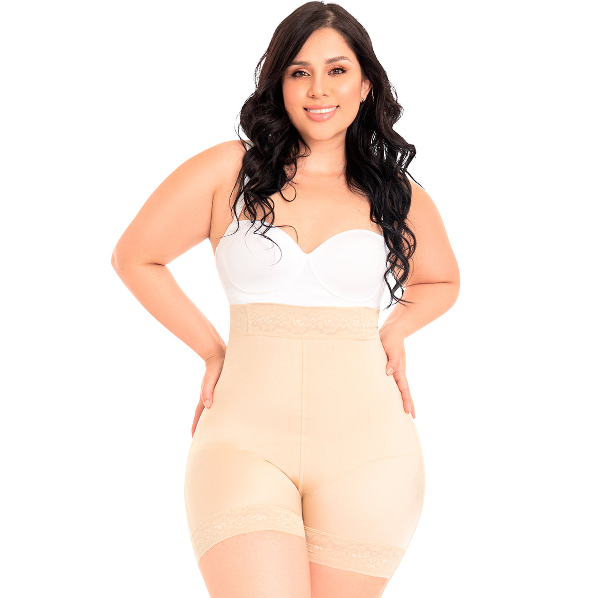Fajas Colombianas MYD High Waist Compression Shorts for Women/Powernet Ref  3722 (2XS) Beige at  Women's Clothing store