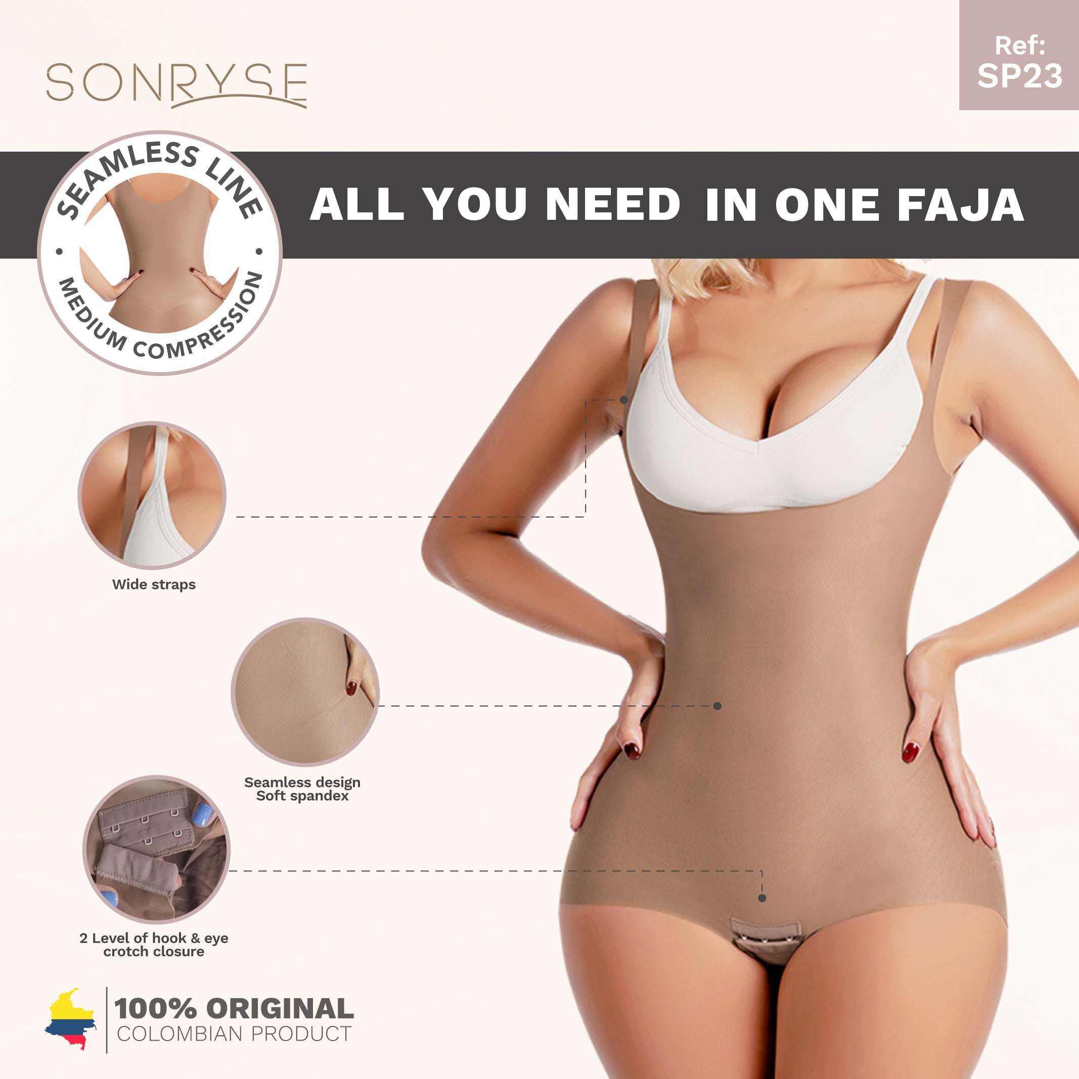 Panty Bodysuit Colombian Open Bust Shapewear for Women Sonryse SP23NC –  Fajas Colombianas Shop