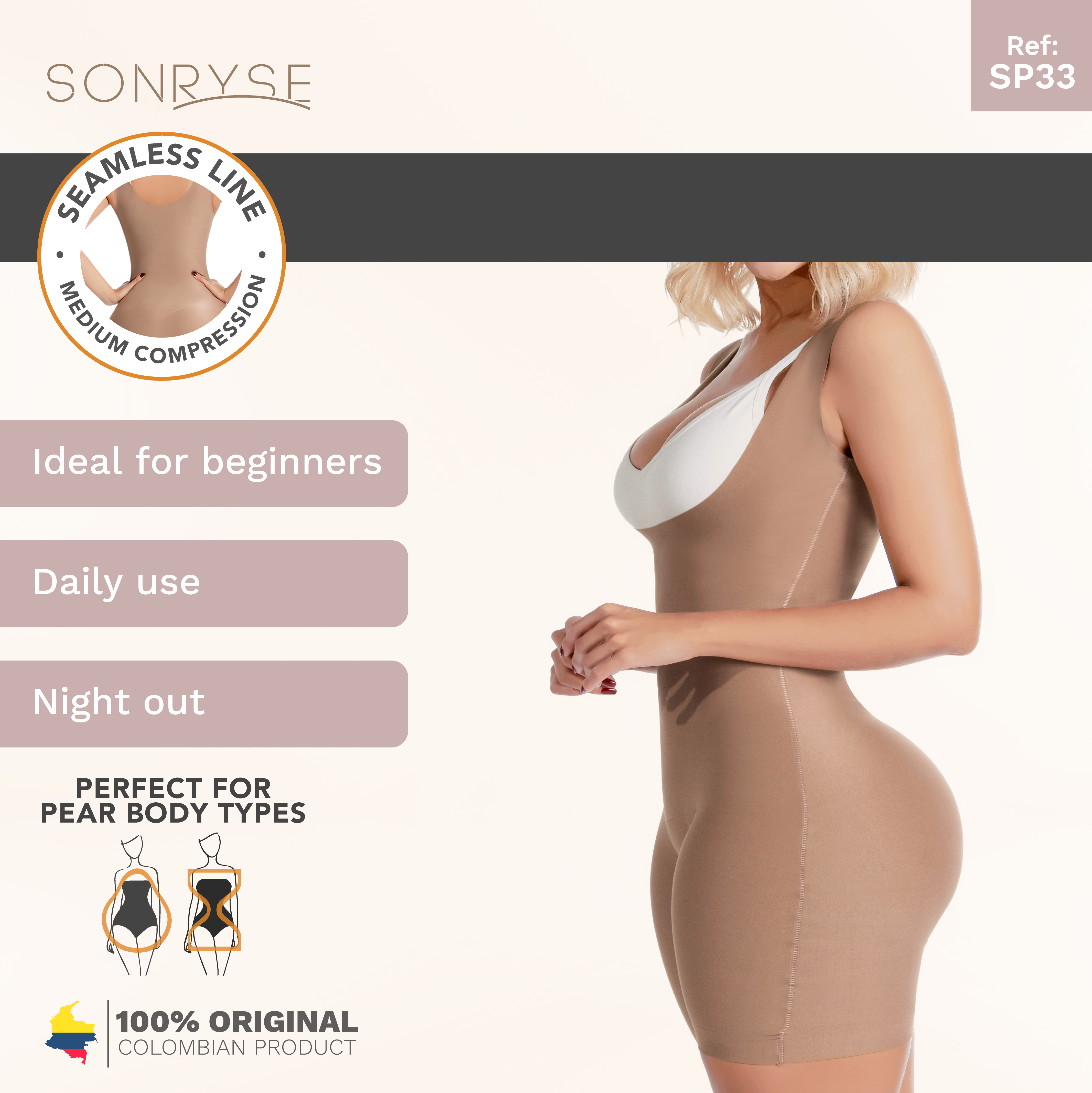 Faja Colombiana Everyday Use Bodysuit Shapewear for Women Sonryse
