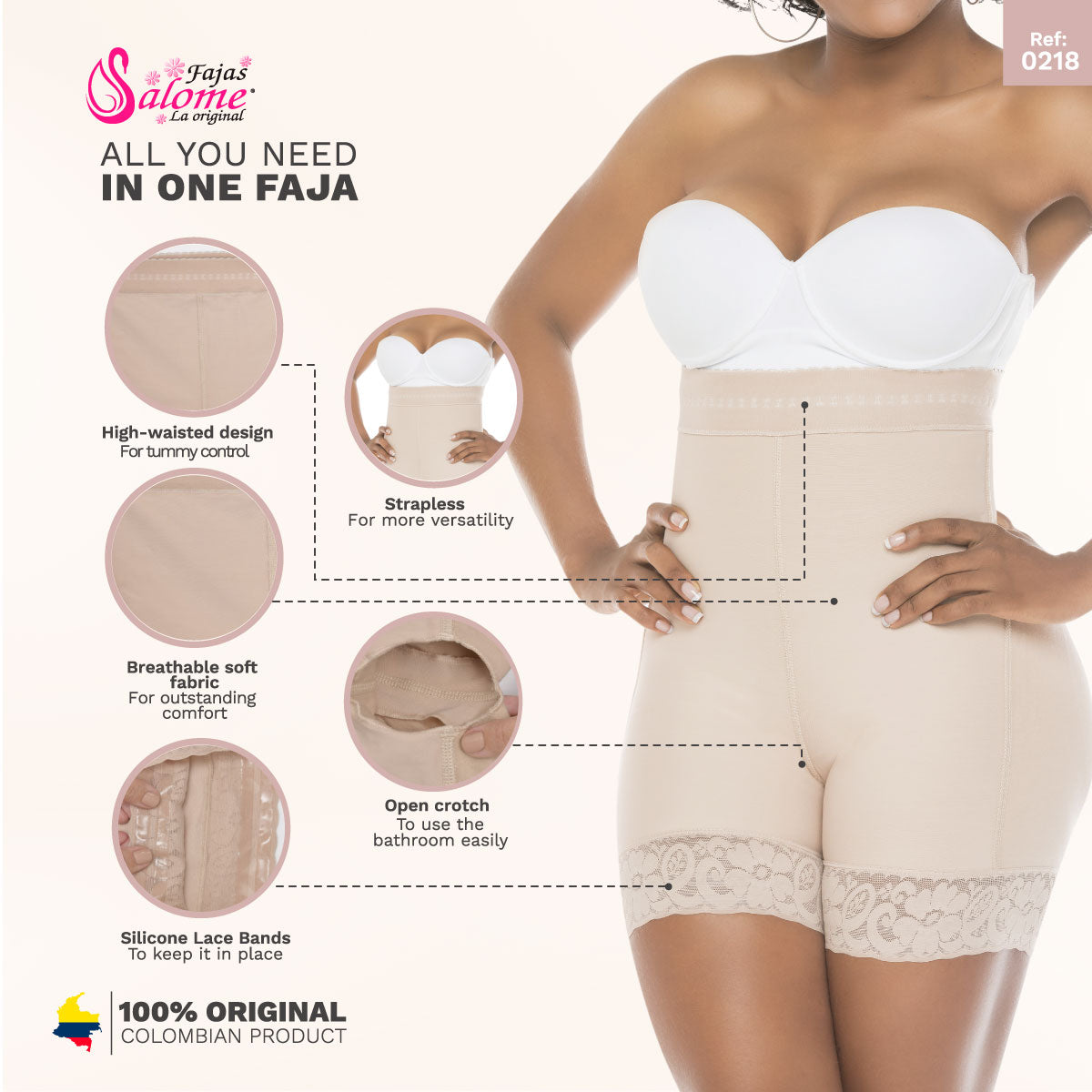 Auklamu Fajas Colombianas Shorts for Women Crotchless Underwear