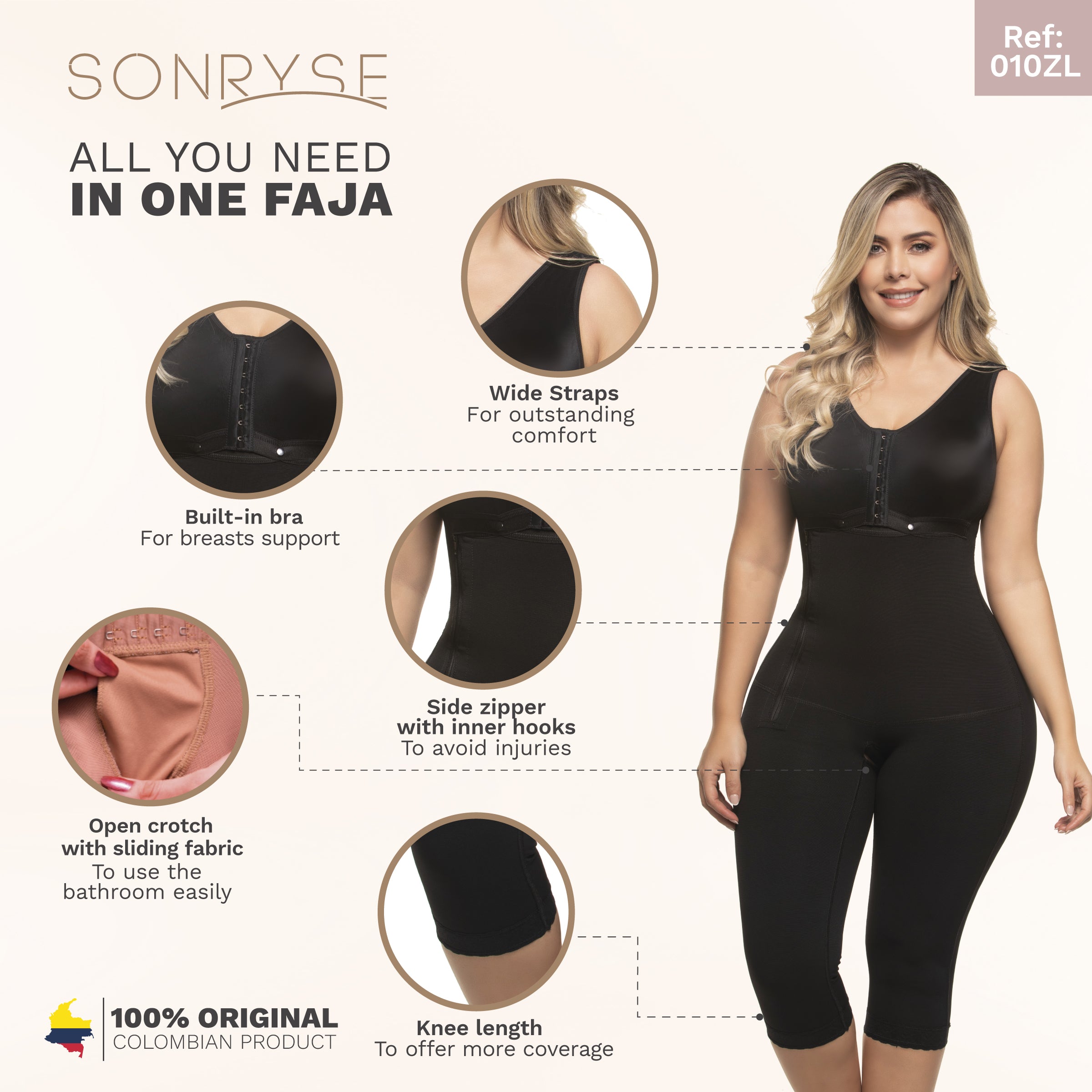 Fajas Sonryse Colombian Built in Bra Tummy Control Shapewear for Women –