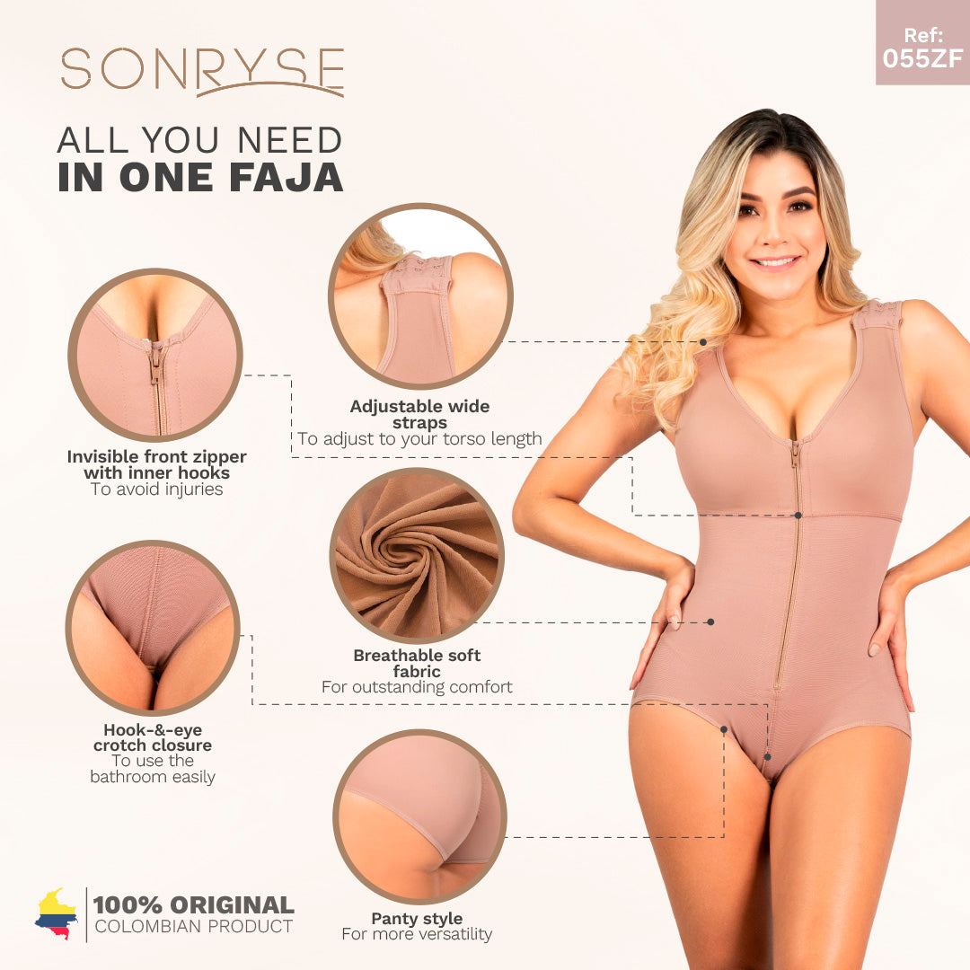Fajas Sonryse Panty Bodysuit Shapewear with Built-in Bra