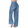 Jeans desgastados de mezclilla de cintura alta para mujer Lowla 212395