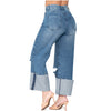 Jeans desgastados de mezclilla de cintura alta para mujer Lowla 212395