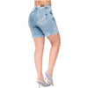 Shorts Demin Levanta Glúteos Cintura Alta Jeans desgastados para mujer Lowla 232361