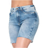 Shorts Demin Levanta Glúteos Cintura Alta Jeans desgastados para mujer Lowla 232361