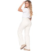 High Waisted White Straight Leg jeans for Women Lowla 242363