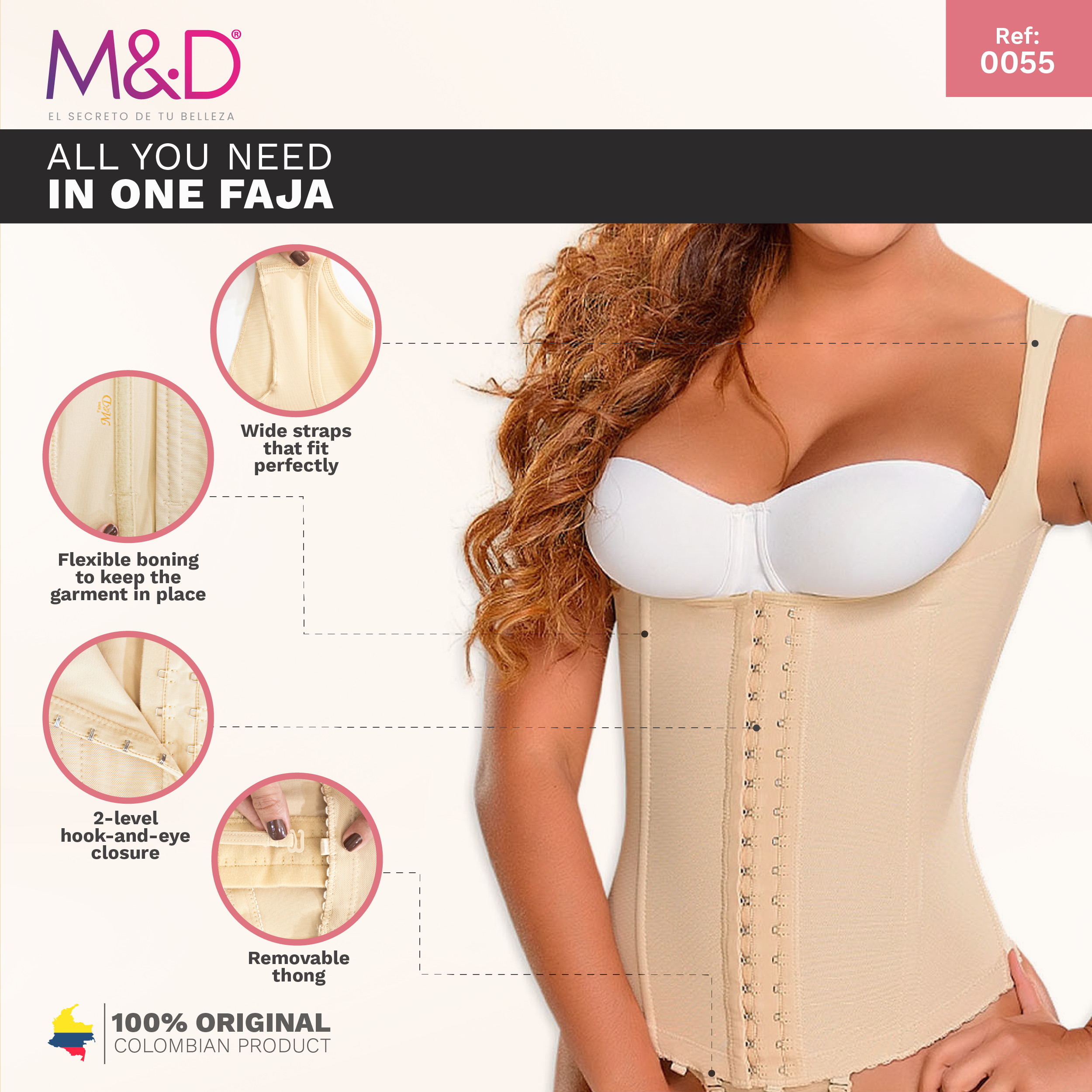 Colombian Waist cincher Tummy Control with Removable Thong MYD
