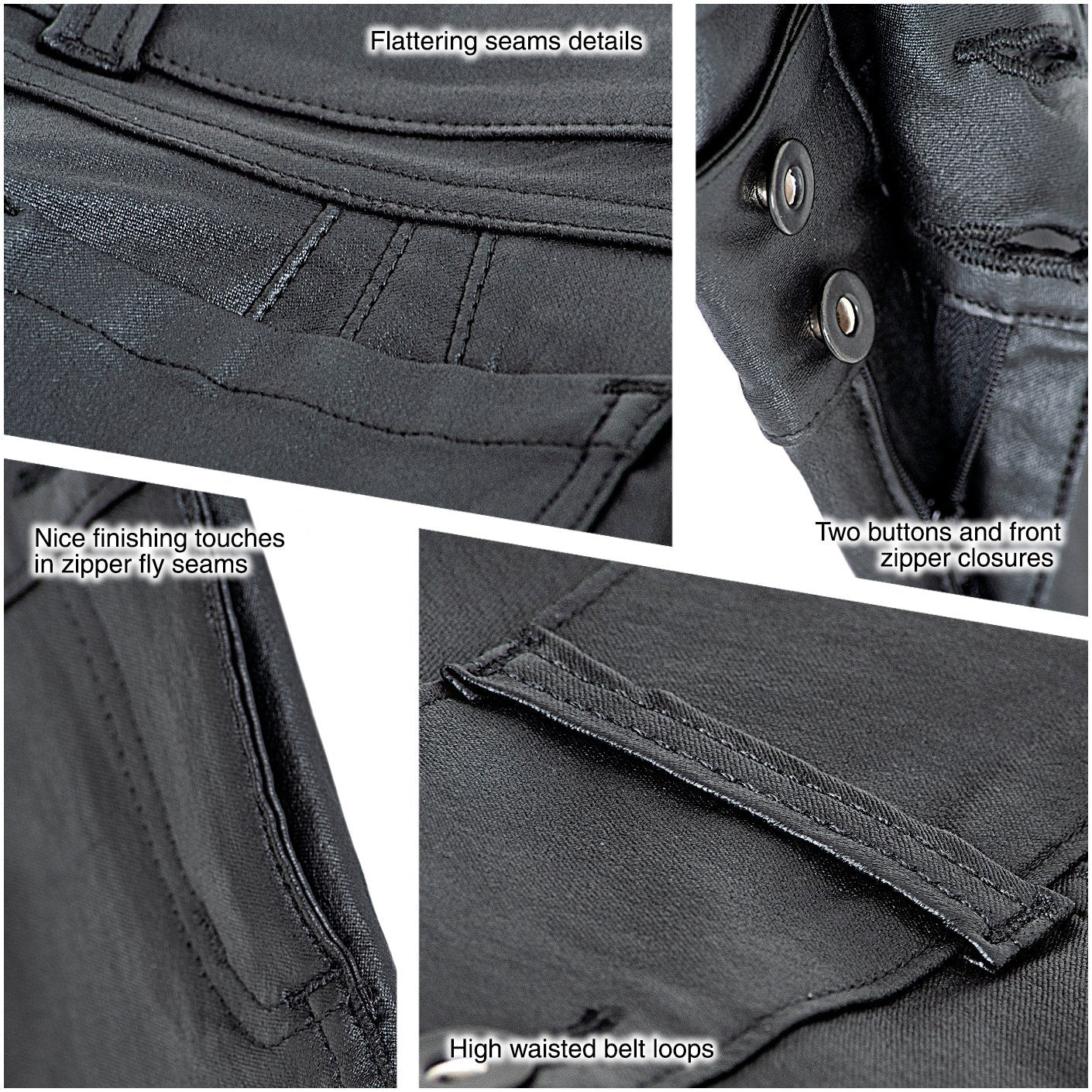 Lowla 0719 Womens Faux Leather Pants Pantalones Colombianos Levanta Cola de  Cuero Black 4