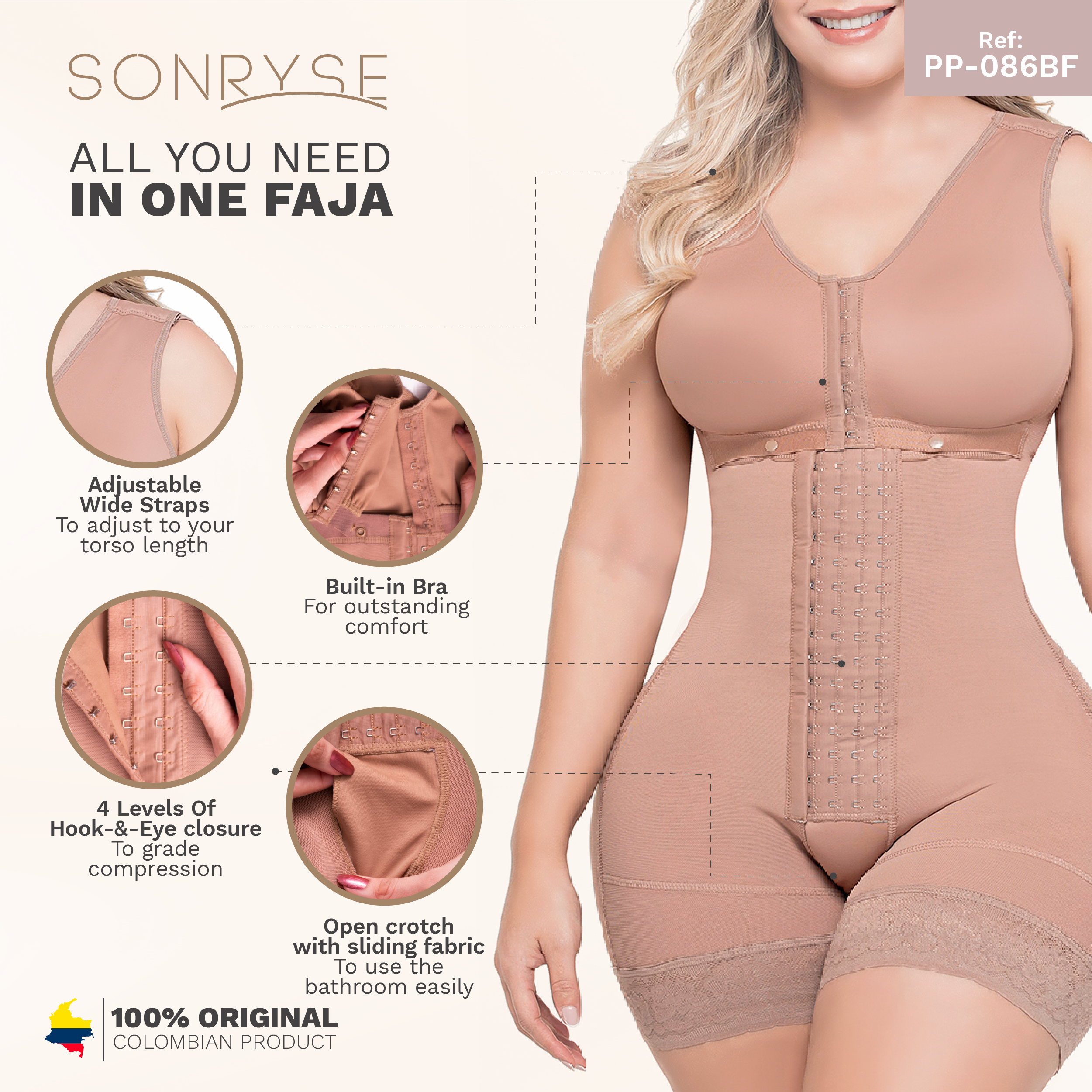 SONRYSE Sonryse P86 Fajas colombianas Postparto cesarea csection