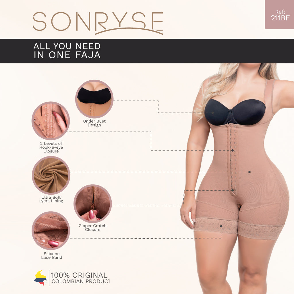 Fajas Sonryse 056BF  Colombian Postpartum Shapewear Bodysuit with